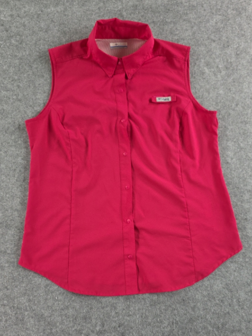 Columbia PFG Sleeveless Button-Down Shirt in Pink - Vented Fishing Shirt